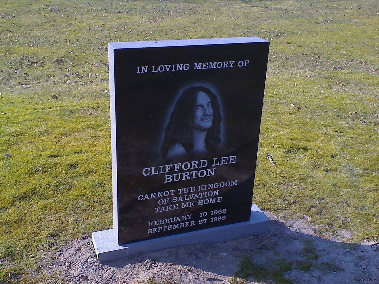 Stone memorial dedicated to Cliff Burton, ex-bassist of Metallica in Dorarp, Sweden